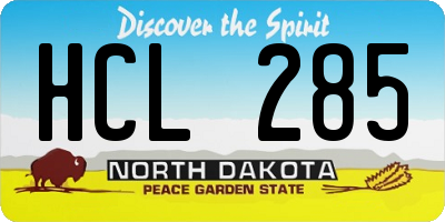 ND license plate HCL285