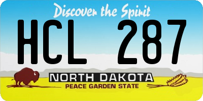 ND license plate HCL287