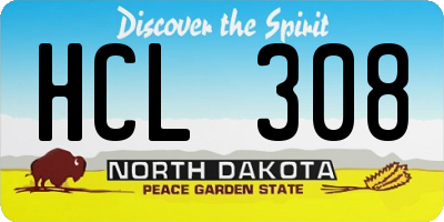 ND license plate HCL308