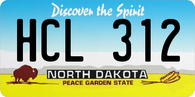 ND license plate HCL312