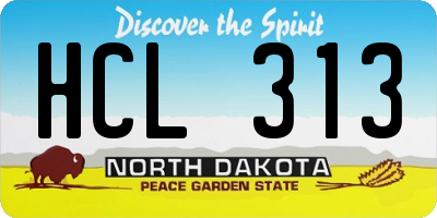 ND license plate HCL313