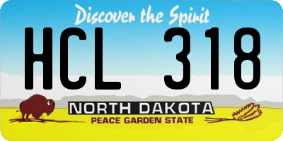 ND license plate HCL318