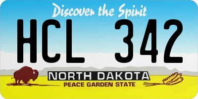 ND license plate HCL342