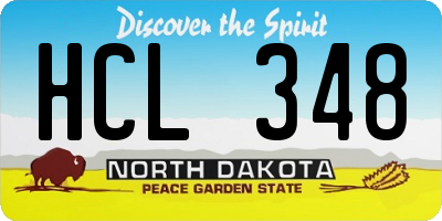 ND license plate HCL348