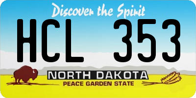 ND license plate HCL353