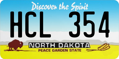 ND license plate HCL354