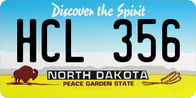 ND license plate HCL356