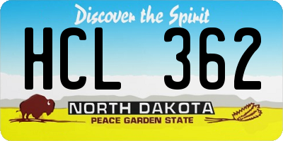 ND license plate HCL362