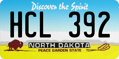 ND license plate HCL392