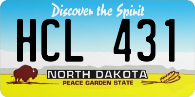 ND license plate HCL431