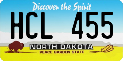 ND license plate HCL455