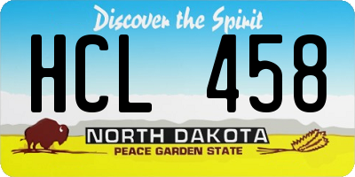 ND license plate HCL458
