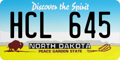 ND license plate HCL645