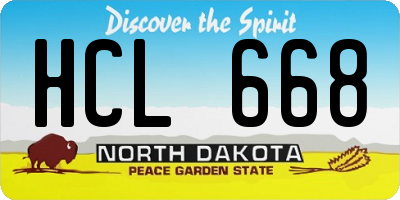 ND license plate HCL668