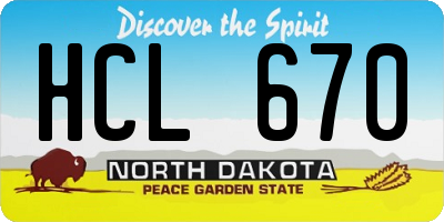 ND license plate HCL670