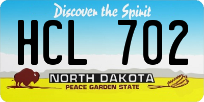 ND license plate HCL702