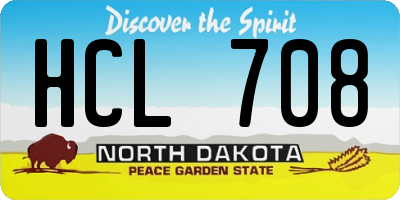 ND license plate HCL708