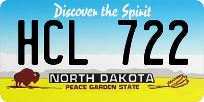 ND license plate HCL722