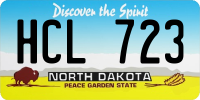 ND license plate HCL723