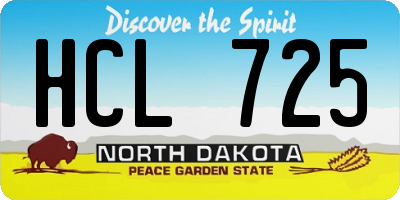 ND license plate HCL725