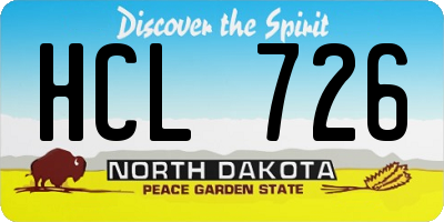 ND license plate HCL726