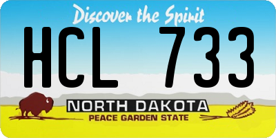 ND license plate HCL733