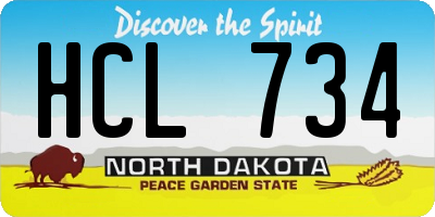 ND license plate HCL734