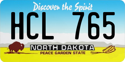 ND license plate HCL765