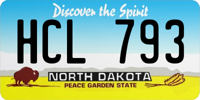 ND license plate HCL793