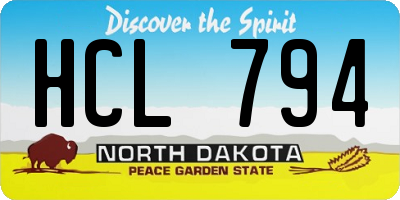 ND license plate HCL794