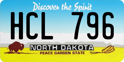 ND license plate HCL796