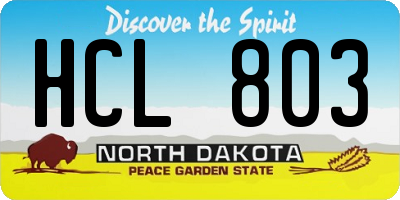 ND license plate HCL803