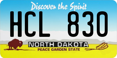 ND license plate HCL830