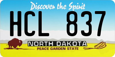 ND license plate HCL837