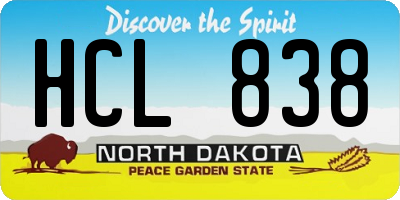 ND license plate HCL838