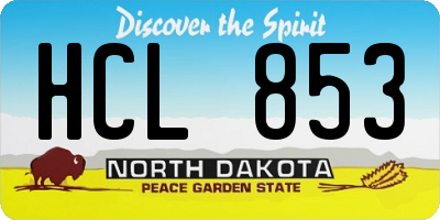 ND license plate HCL853