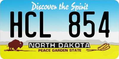 ND license plate HCL854