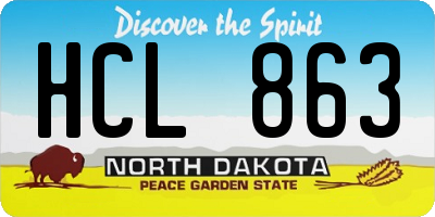 ND license plate HCL863