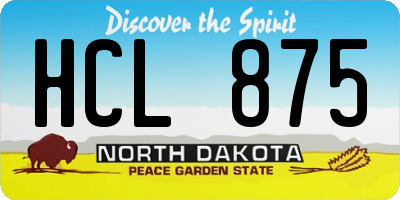 ND license plate HCL875