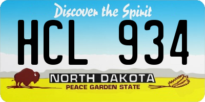 ND license plate HCL934