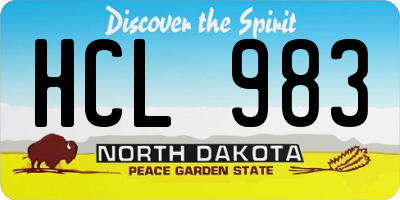 ND license plate HCL983