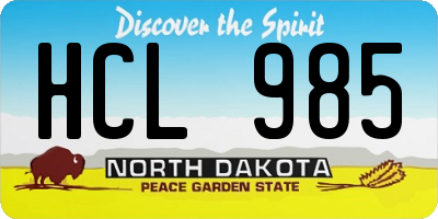 ND license plate HCL985