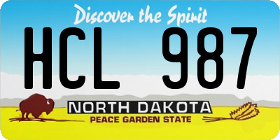 ND license plate HCL987