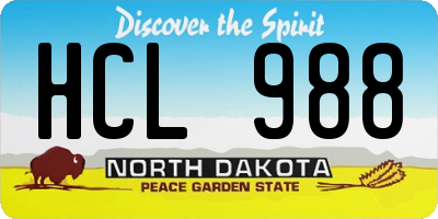 ND license plate HCL988