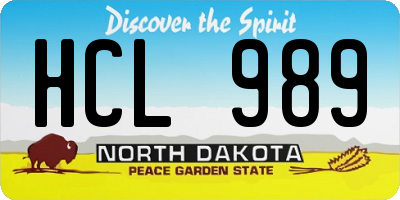 ND license plate HCL989