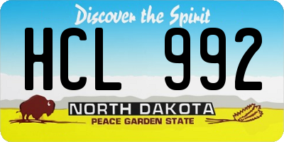 ND license plate HCL992