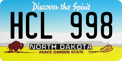 ND license plate HCL998