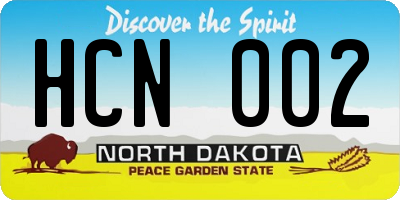 ND license plate HCN002