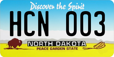 ND license plate HCN003