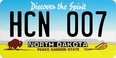 ND license plate HCN007
